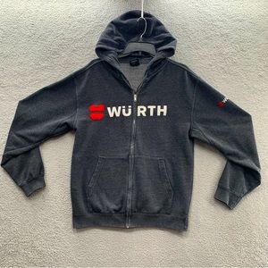 Beimar Men's Gray Würth Logo Print Full Zip Sweatshirt Hoodie Jacket Size M